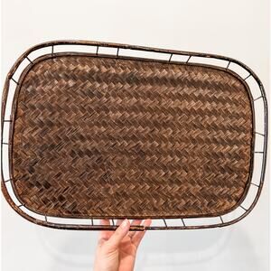Dark Woven Wicker‎ Rattan Serving Tray